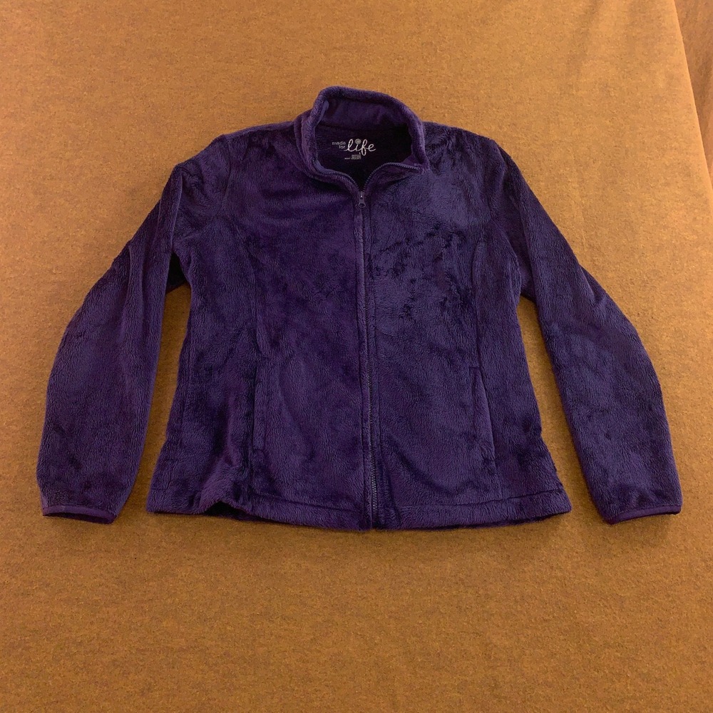 Made for Life Womens Large Purple Full Zip High Pile Cozy Fleece Jacket